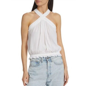 RAMY BROOK Top NEW Size XS Cecilia Blouse Ivory White Braided Halter Neck $285